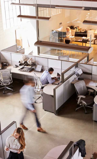 people in a busy office