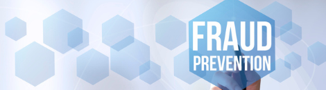 Light blue fraud prevention banner.