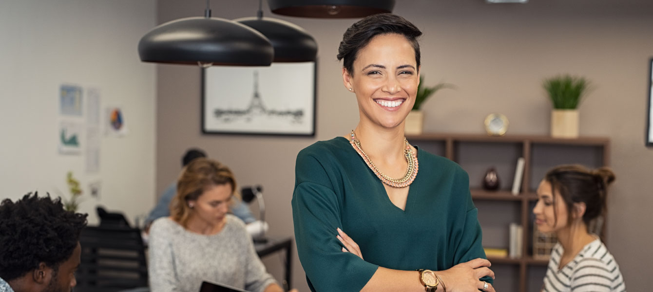 Business woman smiling. 